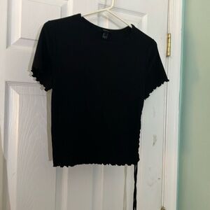 Forever 21 Black Crop top with ruffly edges